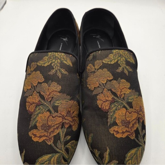 Giuseppe Zanotti Kevin Black Gold Floral Loafers Shoes US10.5 IT 43.5 main image 12